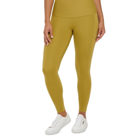 Calvin Klein Womems Compression Tights XS Green Super High Waist Yoga NWT - Picture 1 of 10